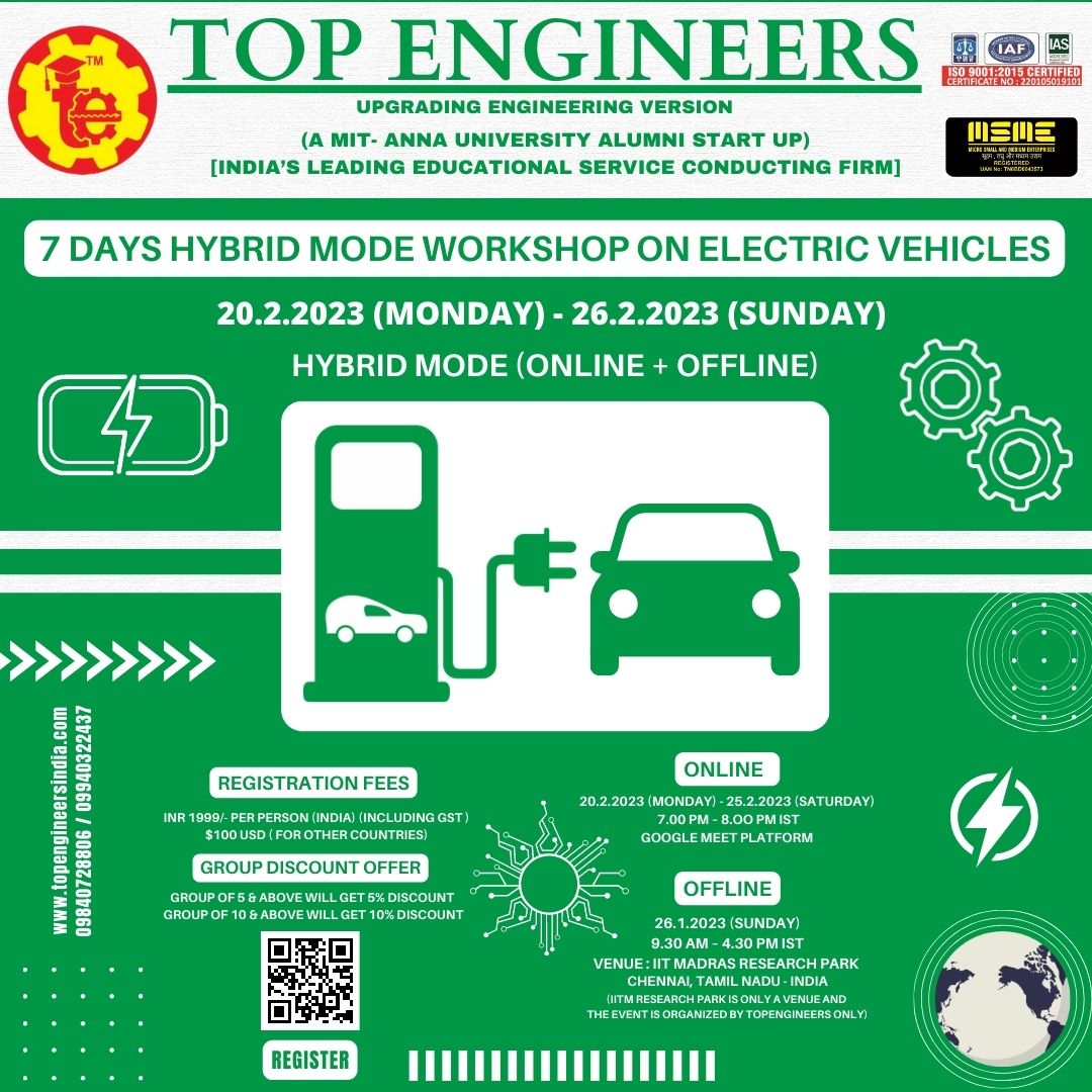 7 Days Hybrid Mode Workshop on Electric Vehicles 2023