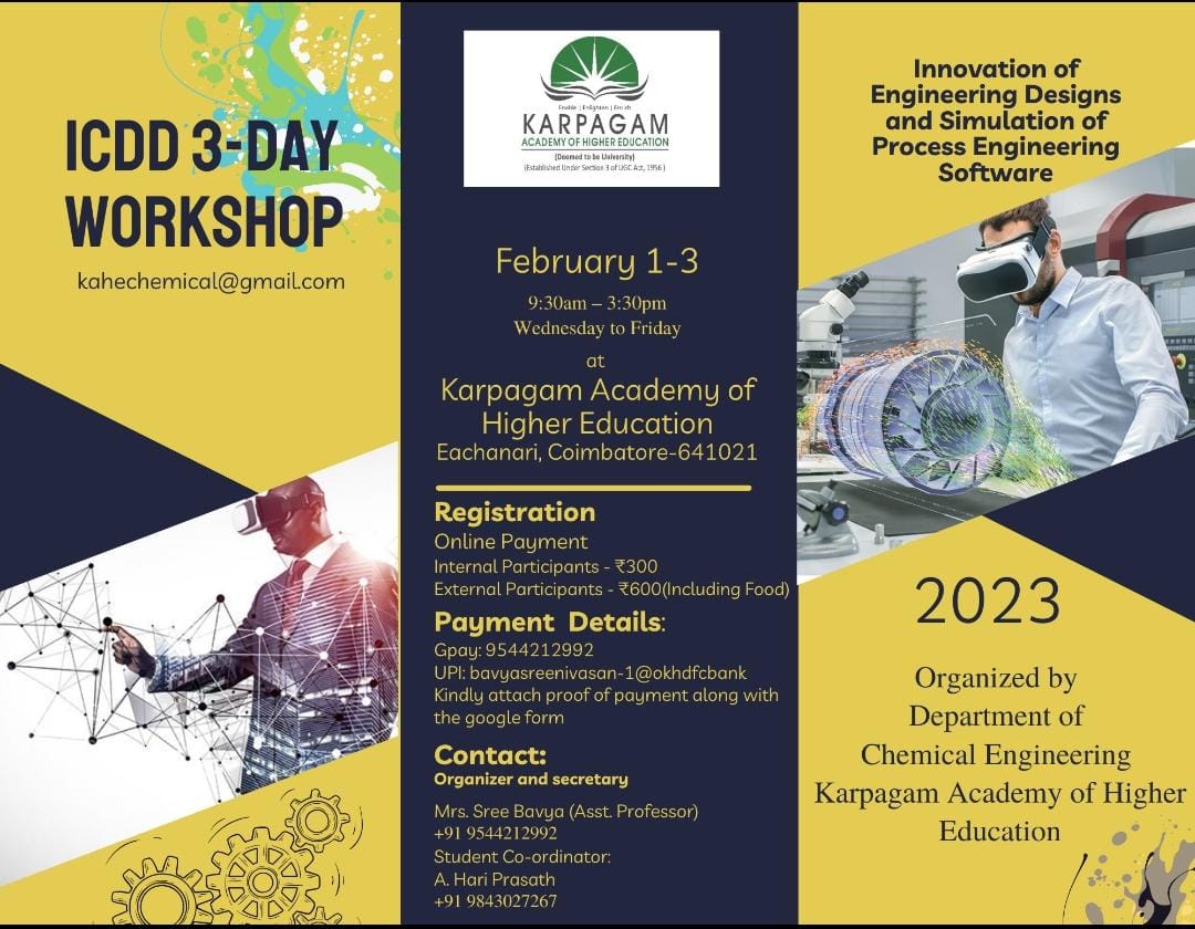 3 days Workshop on Innovation of Engineering Designs and Simulation of Process Engineering Software 2023