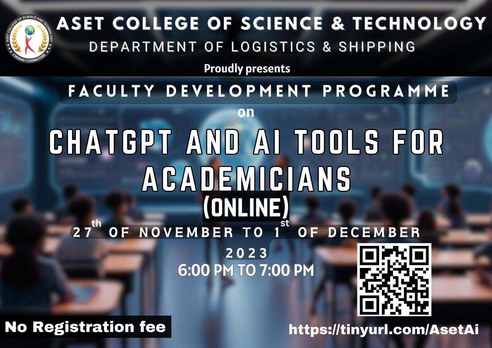Aset Faculty development program on Chat GPT and AI tools for Academicians 2023