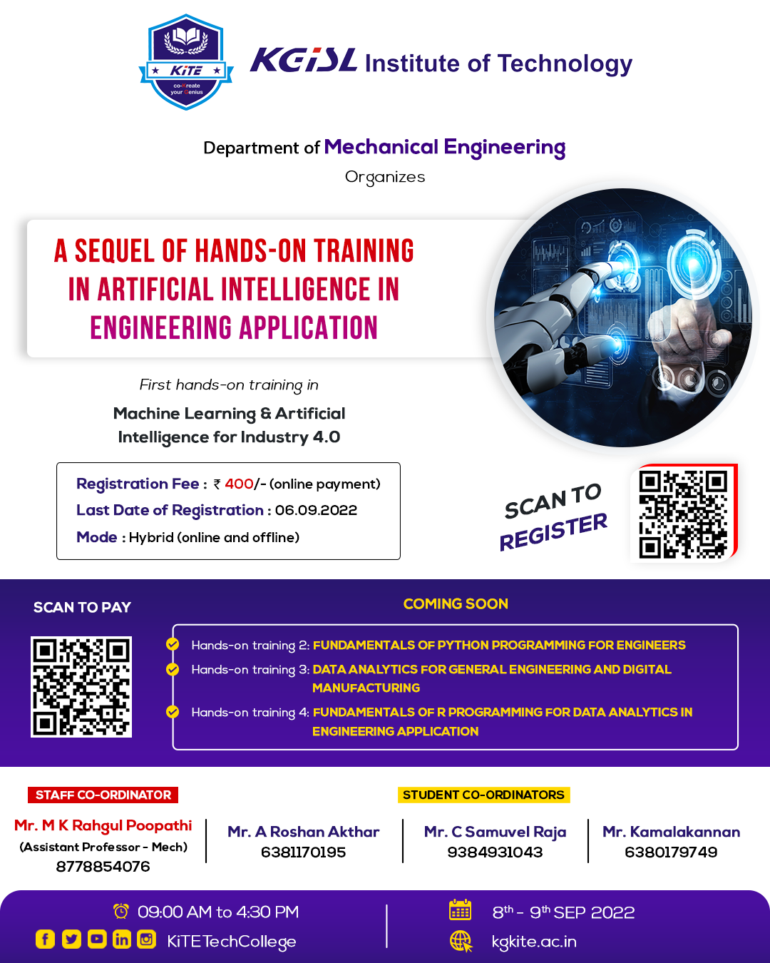 Hands-on Training in Machine Learning and Artificial Intelligence for Industry 4.0