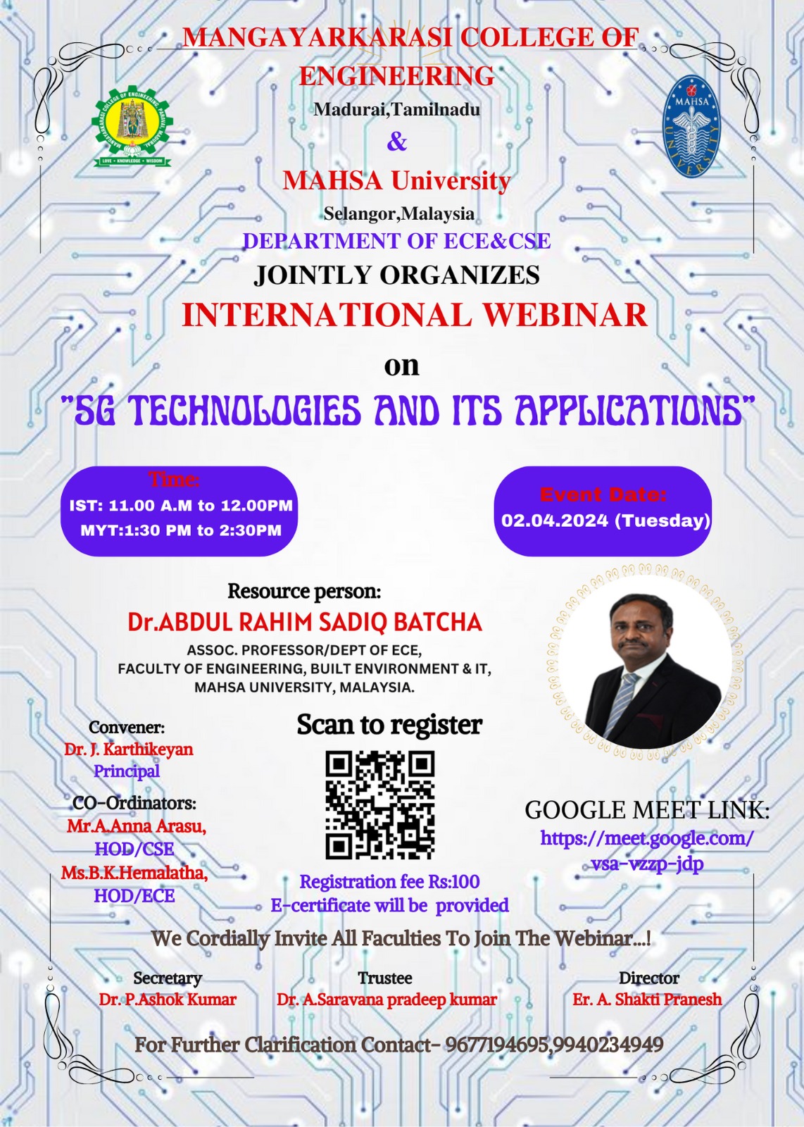 International webinar on 5G Technologies and It's Application's 2024