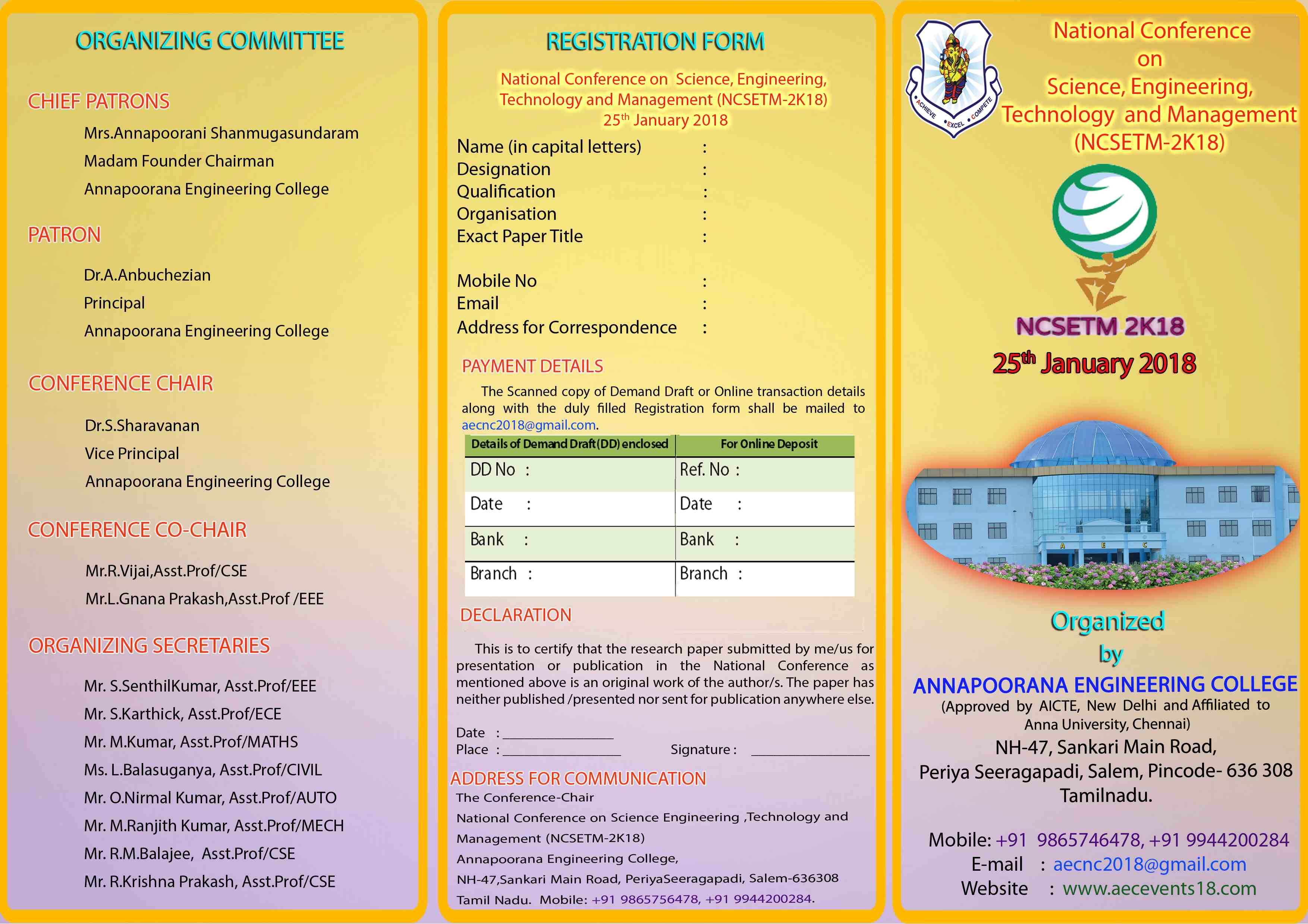 National Conference on Innovations in Science, Engineering, Technology and Management 2018
