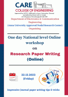 One day National Level Online Workshop on Research Paper Writing (Online) 2023 Workshop Poster