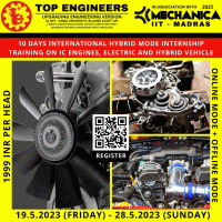 10 Days International Hybrid Mode Internship Training on IC Engines, Electric and Hybrid Vehicle 2023 Internship Poster