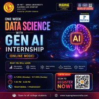 One Week Data Science with Gen AI Internship (Online Mode) 2026 online Poster