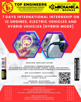 7 Days International Internship on IC Engines, Electric Vehicles and Hybrid Vehicles (hybrid Mode) 2023 Internship Poster