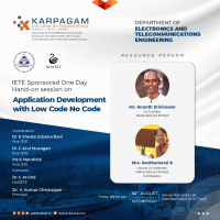 IETE Sponsored One Day Hand-on session on Application Development with Low Code No Code Workshop Poster