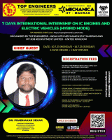 7 Days International Internship on IC Engines and Electric Vehicles (Hybrid Mode) 2023 Internship Poster