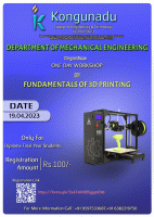 One day Workshop on Fundamentals of 3D printing 2023 Workshop Poster