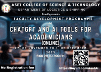 Aset Faculty development program on Chat GPT and AI tools for Academicians 2023 Faculty Development Program Poster