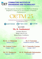 National Conference on Contemporary Improvements in Engineering, Technology and Management NCIETM-2025