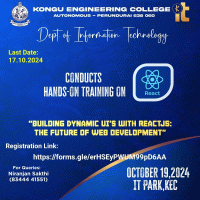 Hands-on Training On “Building Dynamic UIs with React.js: The future of Web Developement” 2024 Workshop Poster