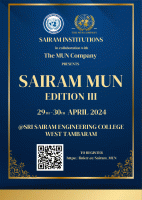 SAIRAM MUN EDITION III 2024 Model United Nations Poster