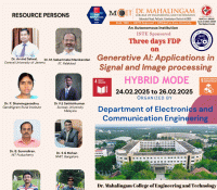 Three days FDP on Generative AI: Applications in Signal and Image processing 2025 Faculty Development Program Poster