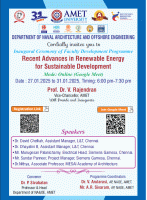 Faculty Development Programme On Recent Advances in Renewable Energy for Sustainable Development 2025 Faculty Development Program Poster