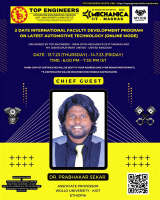 2 Days International Faculty Development Program on Latest Automotive Technology (online Mode) 2023 Faculty Development Program Poster