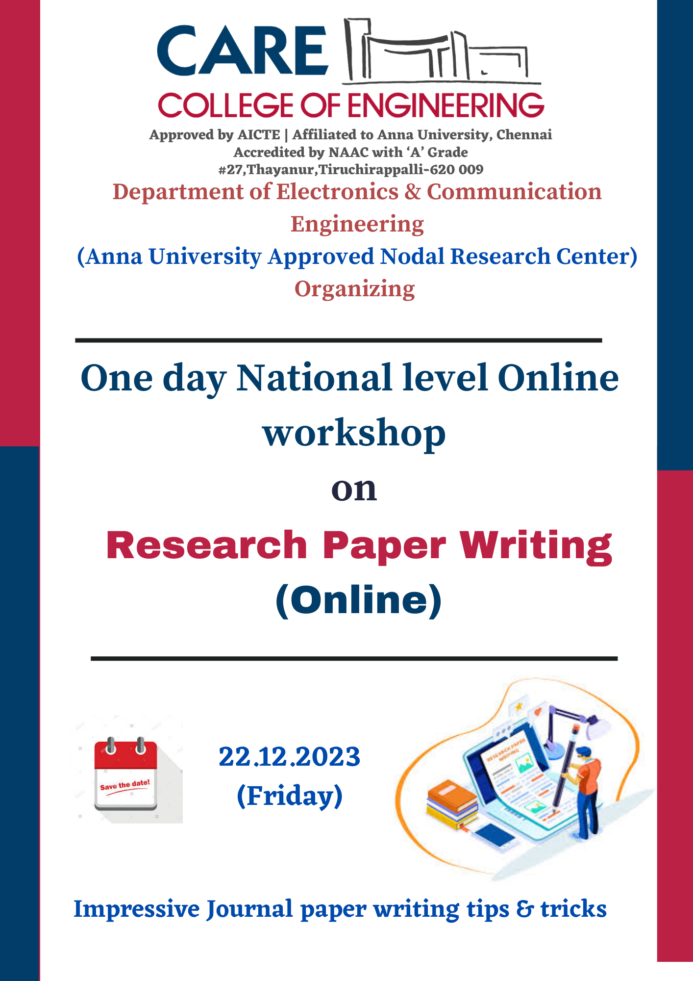 One day National Level Online Workshop on Research Paper Writing (Online) 2023