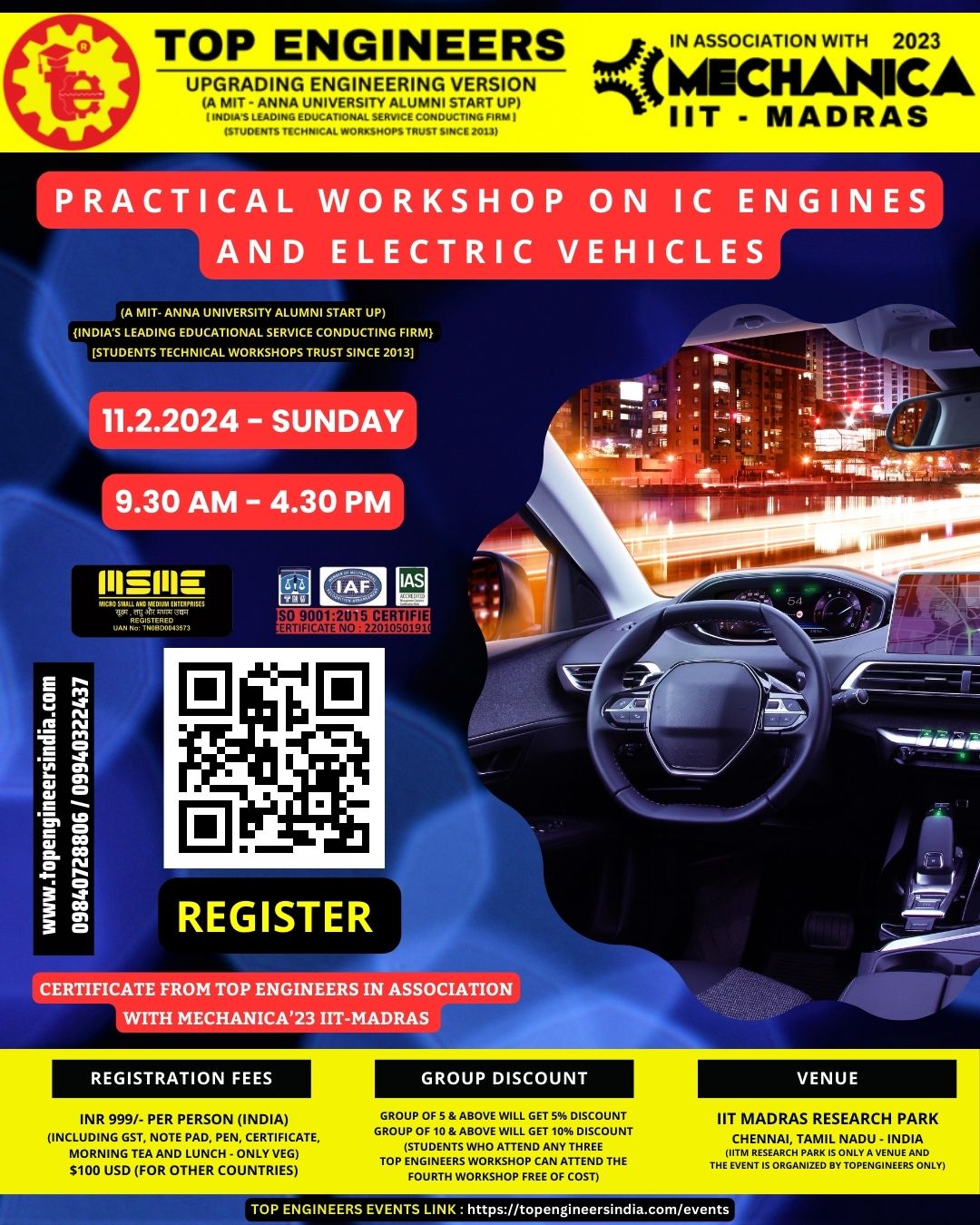 Practical Workshop on IC Engines and Electric Vehicles 2024