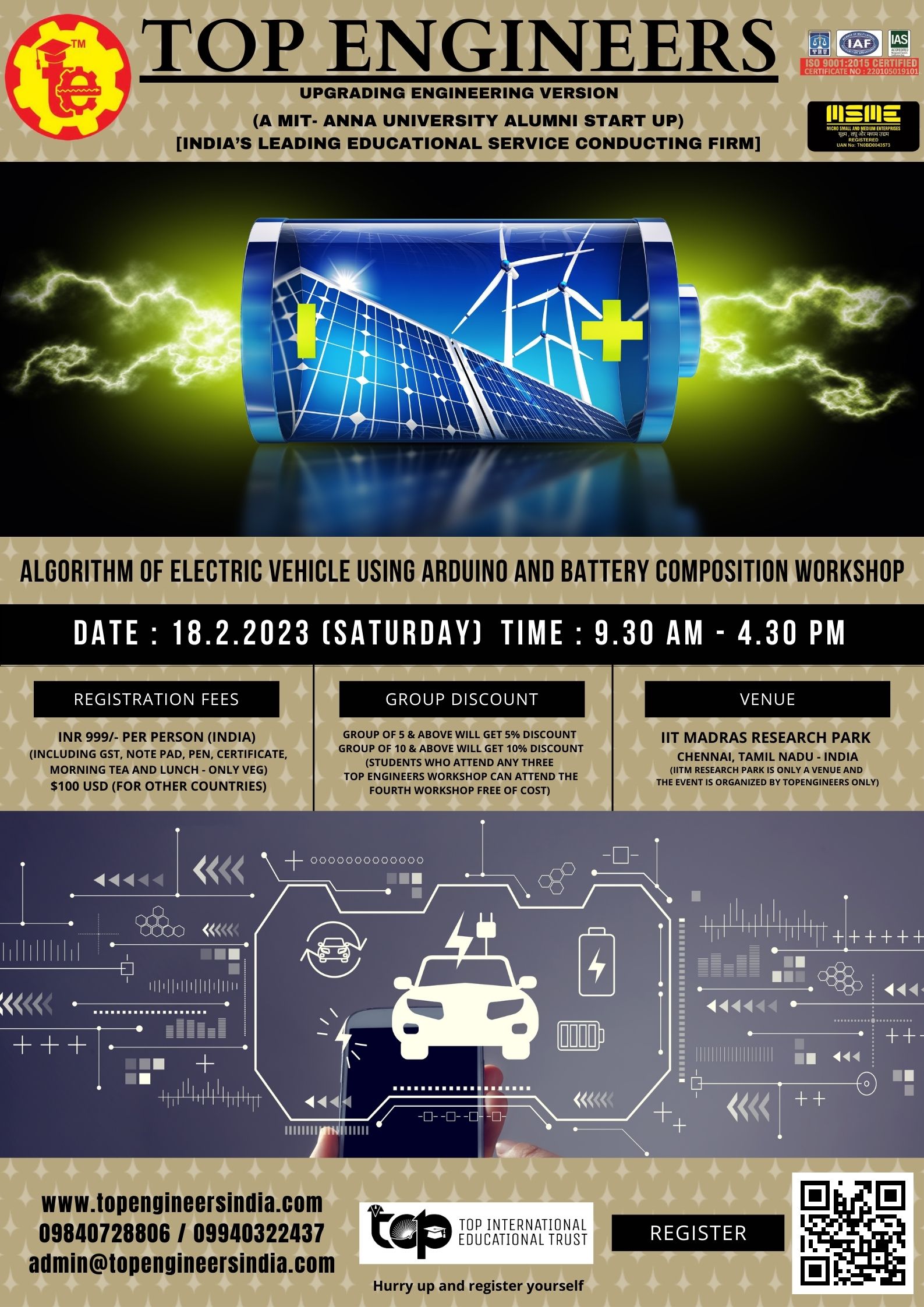 Algorithm of Electric Vehicle using Arduino and Battery Composition Workshop 2023