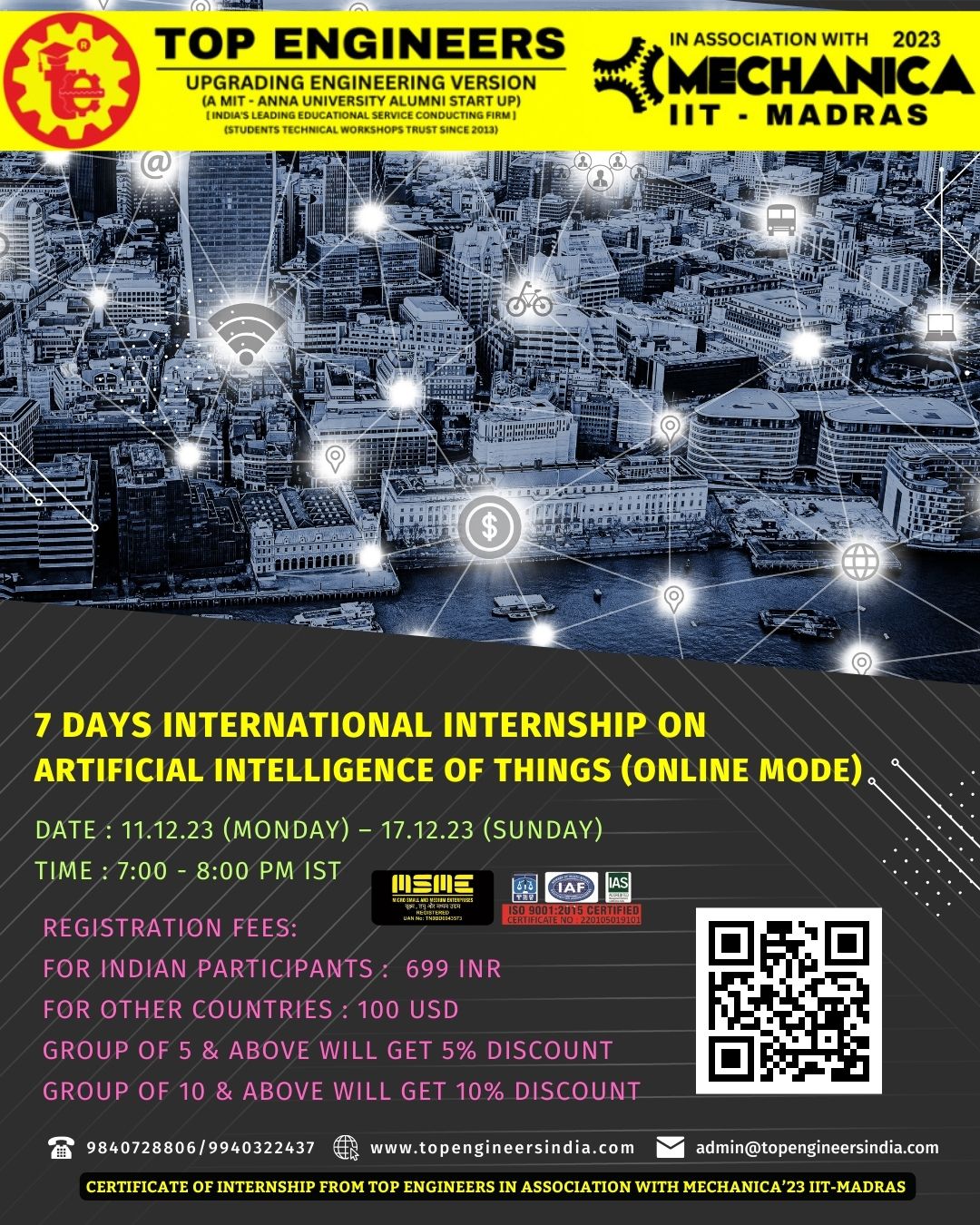 7 Days International Internship on Artificial Intelligence of Things (online Mode) 2023