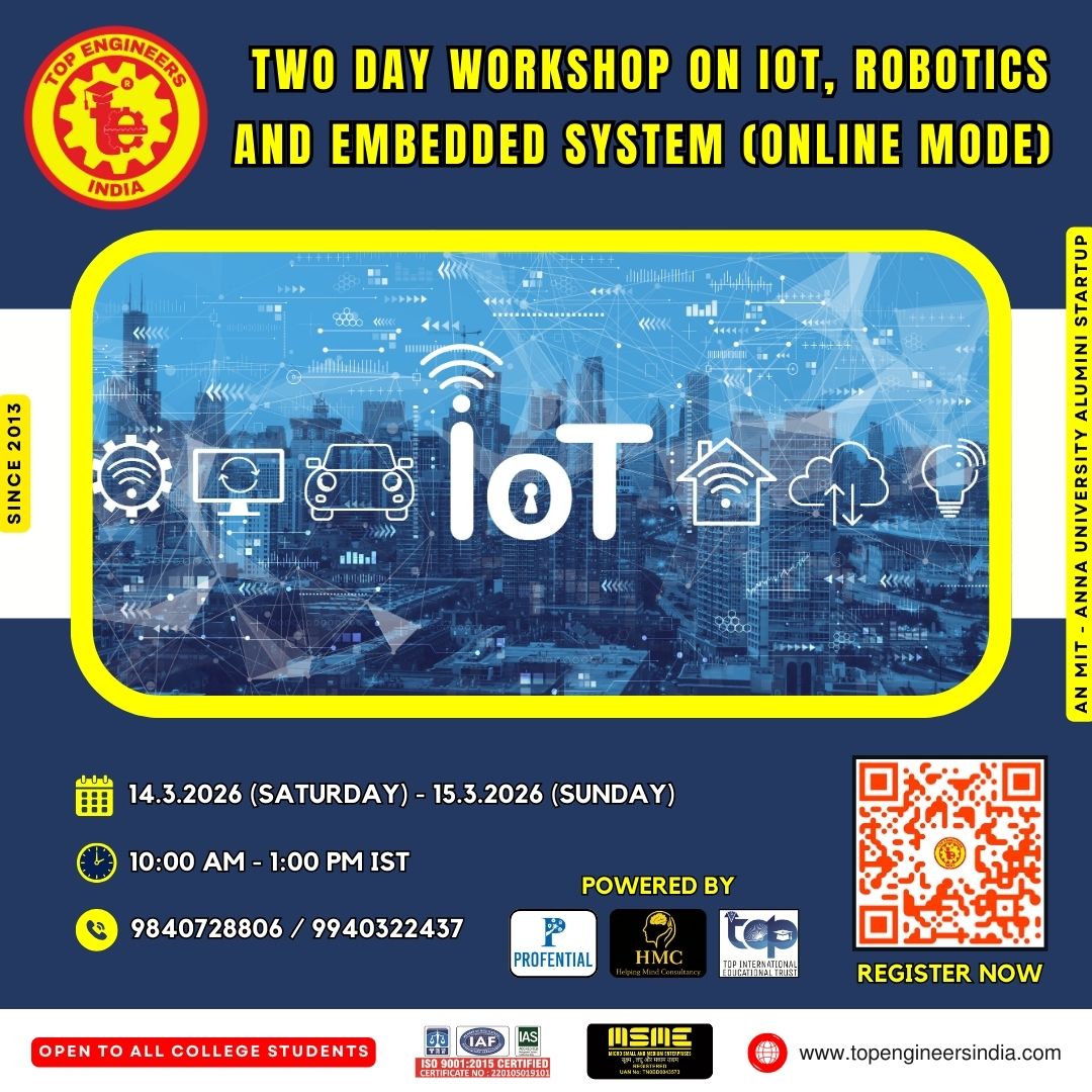 Two Day Workshop on IoT, Robotics and Embedded System (Online Mode) 2026 Workshop Poster 