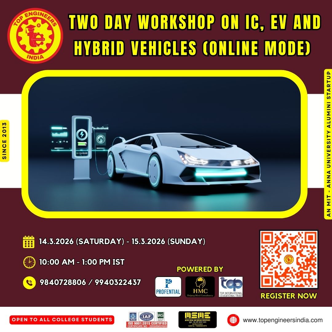 Two Day Workshop on IC, EV and Hybrid Vehicles (Online Mode) 2026 Workshop Poster 