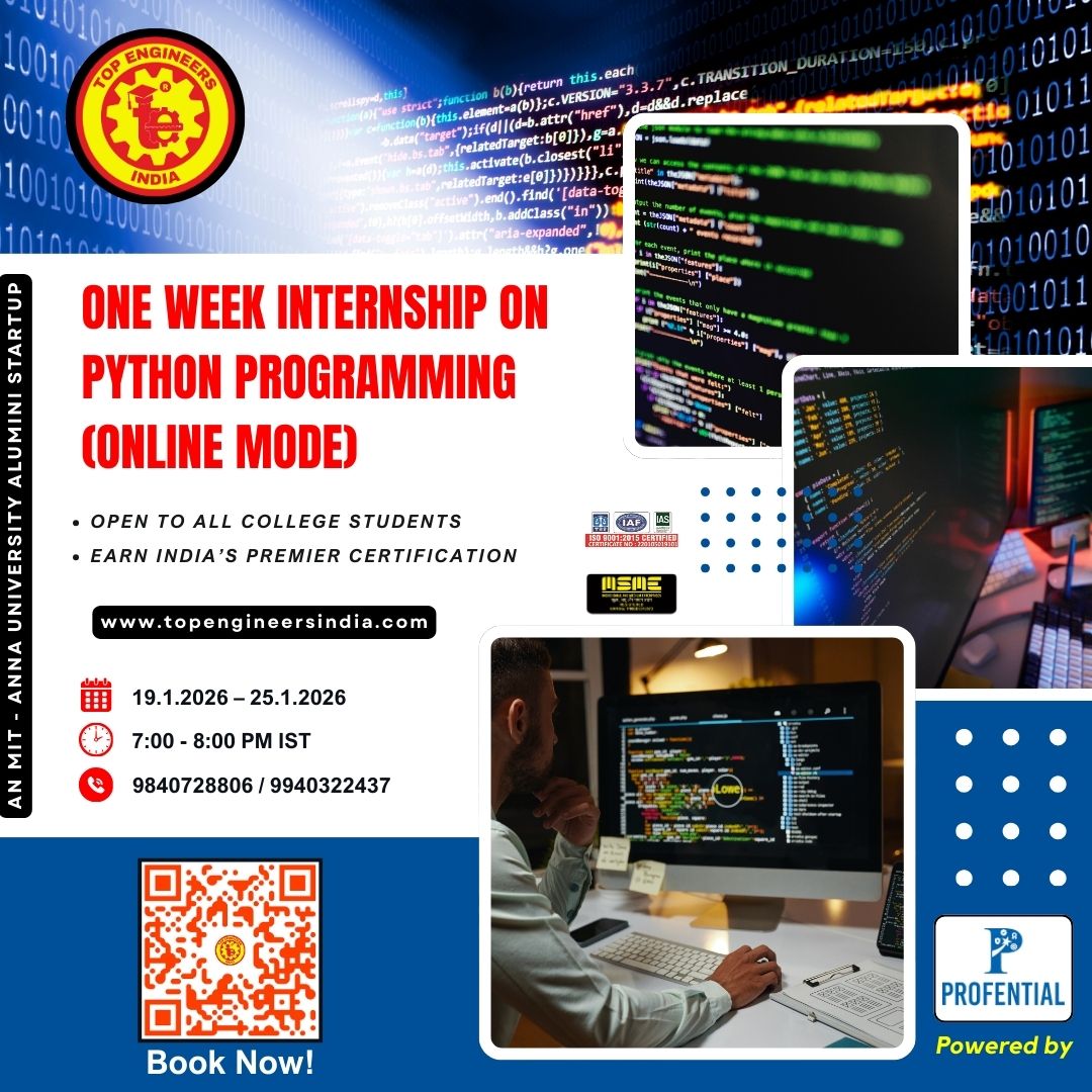 One Week Internship on Python Programming (online Mode) 2026