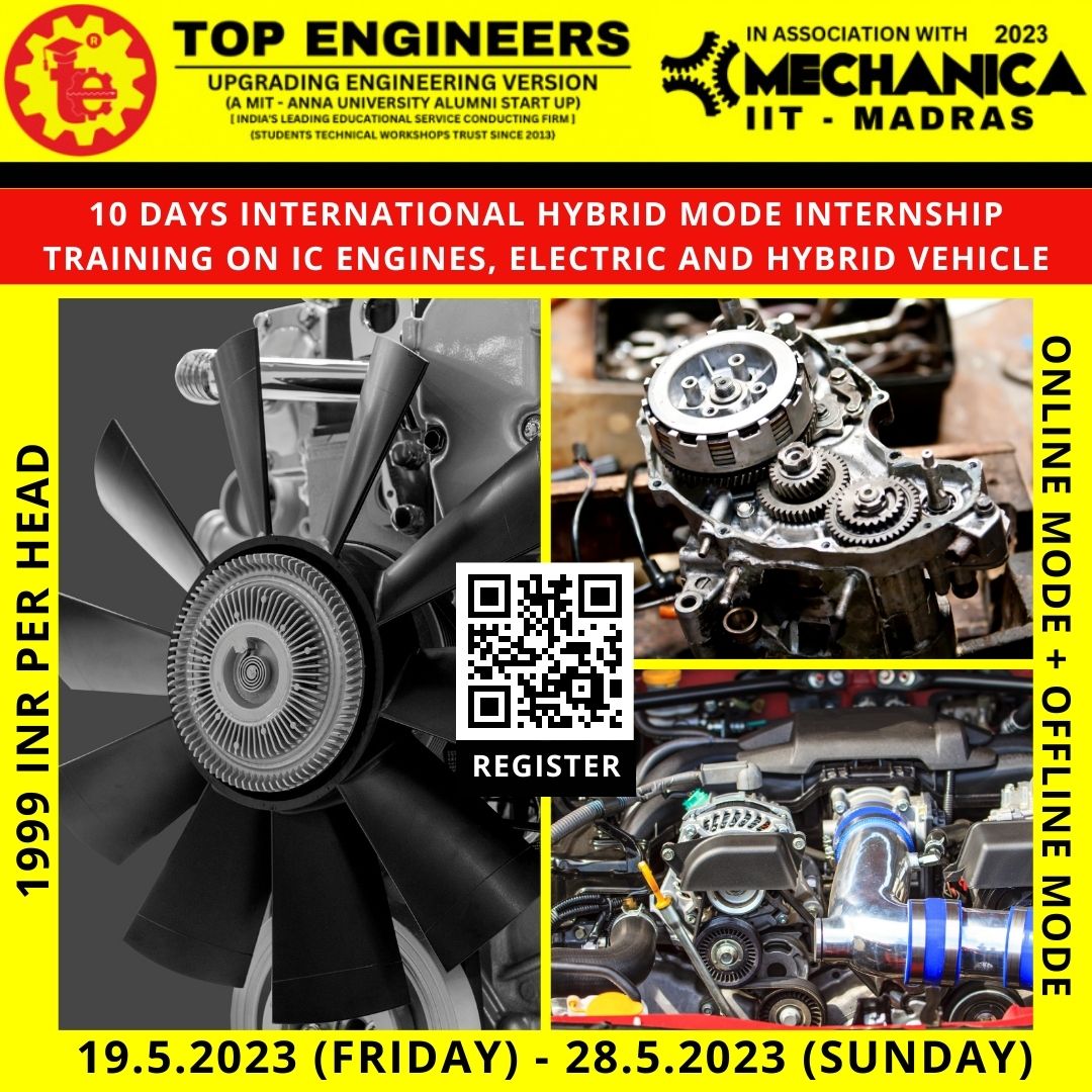 10 Days International Hybrid Mode Internship Training on IC Engines, Electric and Hybrid Vehicle 2023