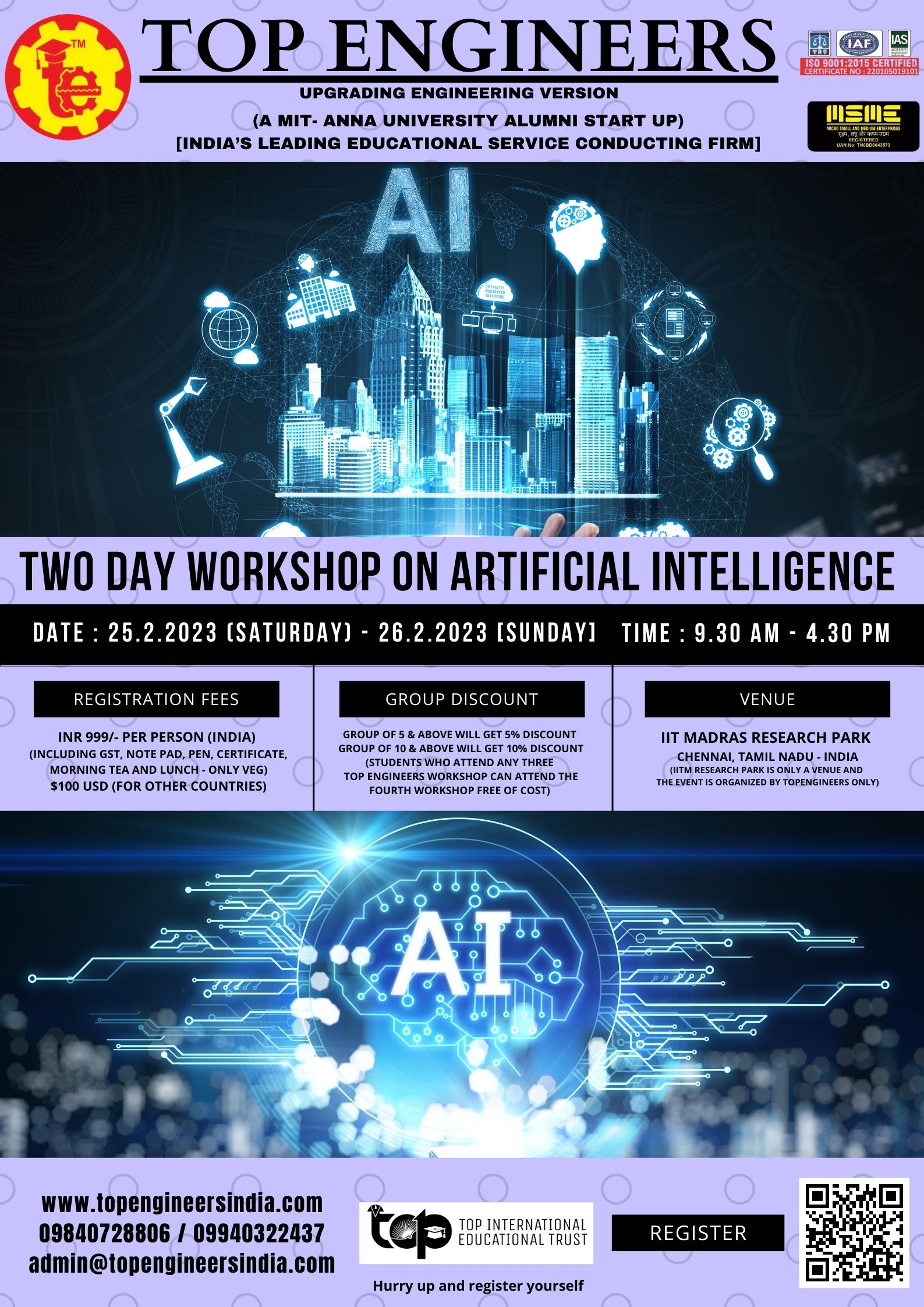 Two Day Workshop on Artificial Intelligence 2023
