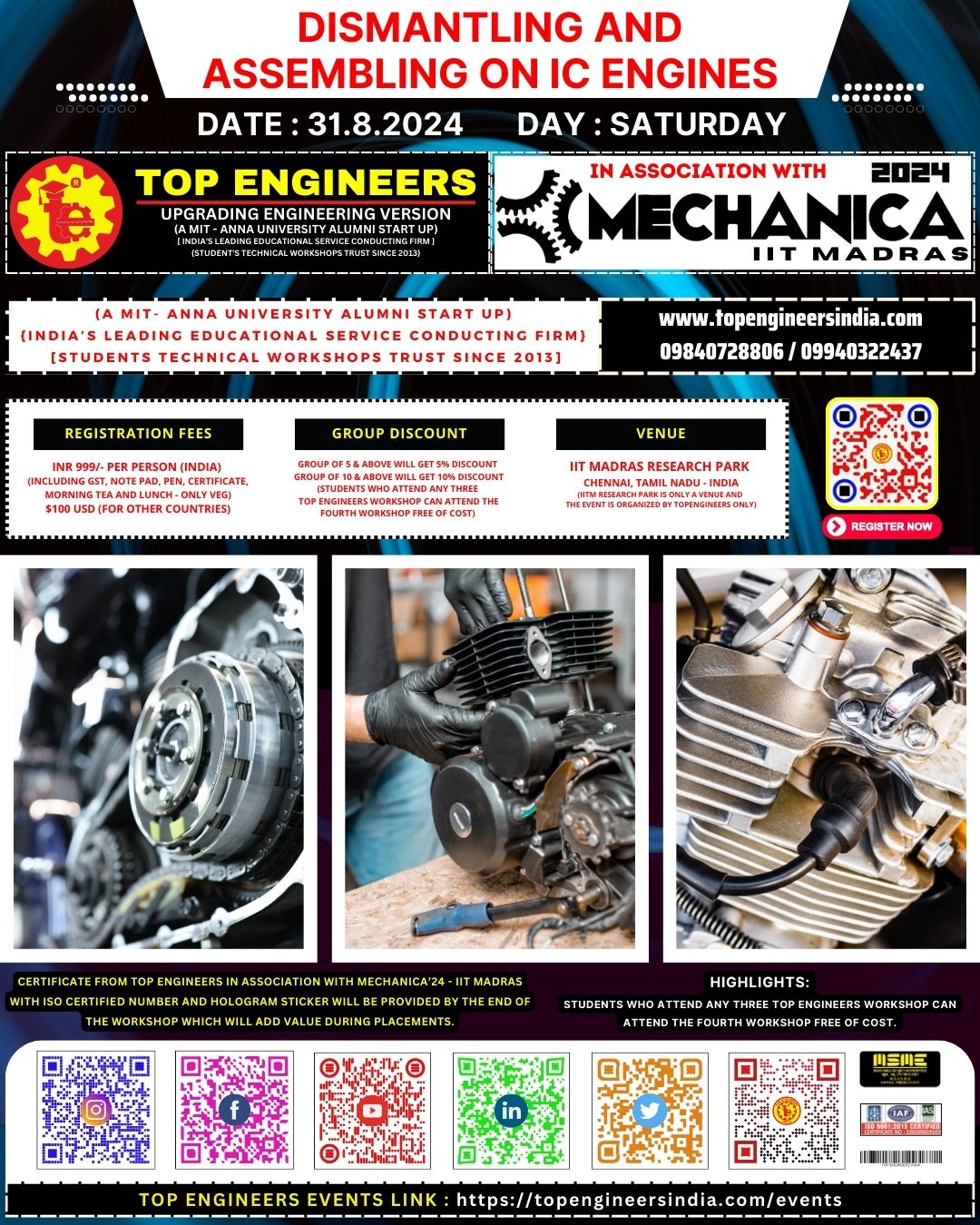 Dismantling and Assembling on IC Engines Workshop 2024