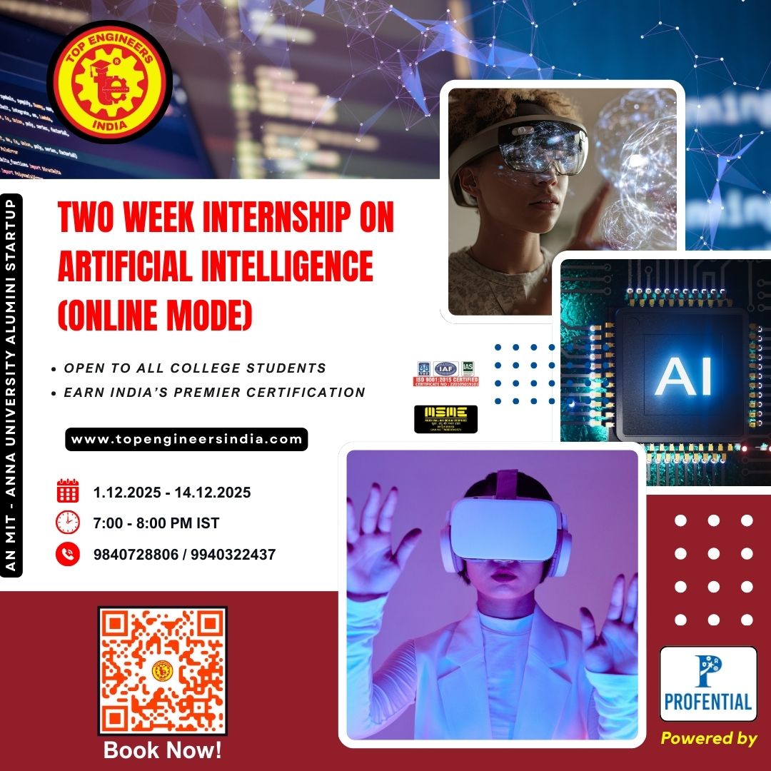 Two Week internship on artificial intelligence (online Mode) 2025