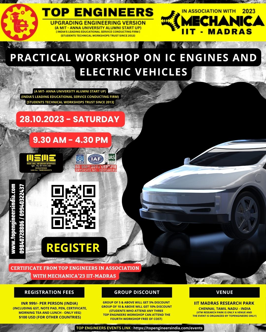 Practical Workshop on IC Engines and Electric Vehicles 2023