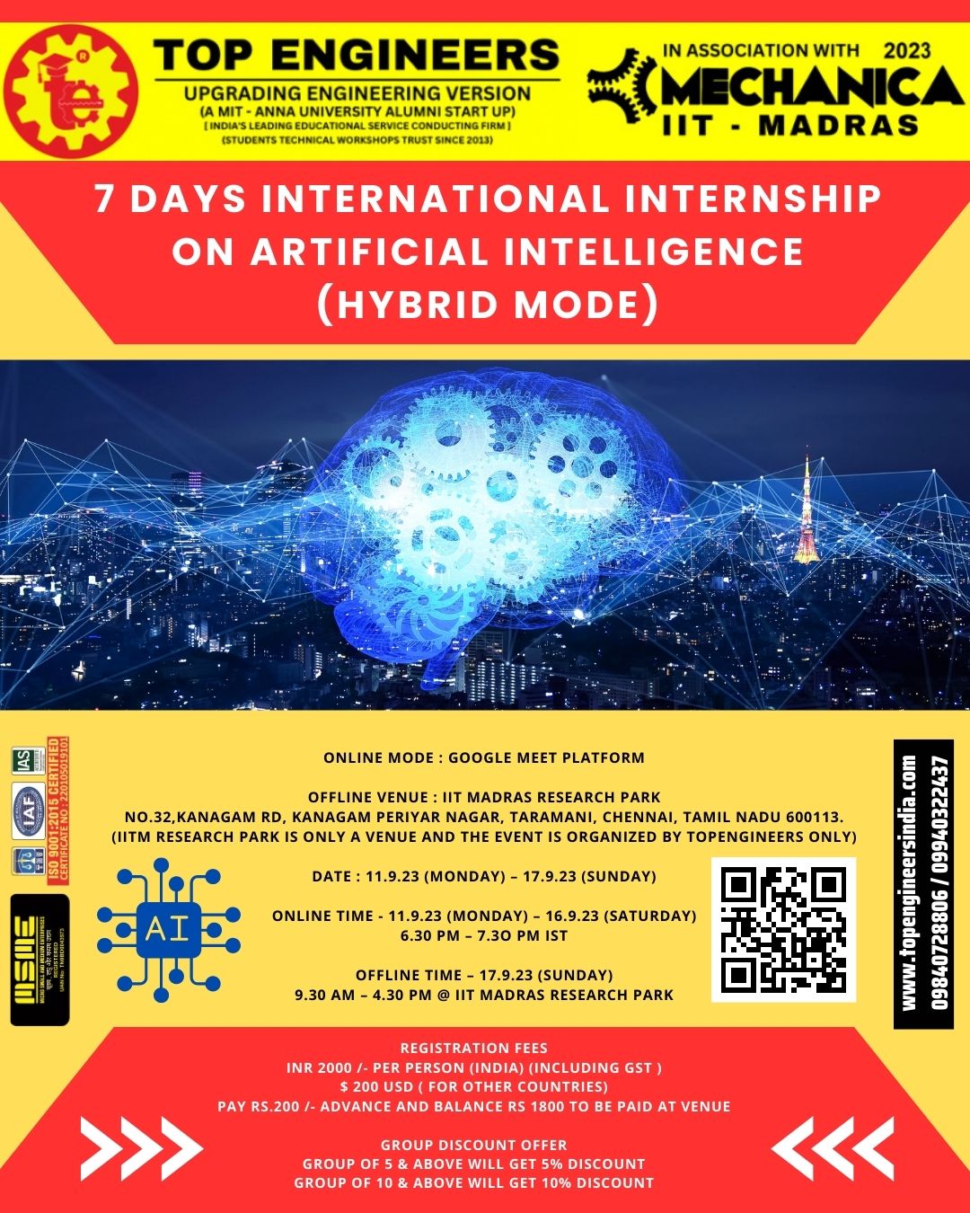 7 Days International Internship on Artificial Intelligence (hybrid Mode) 2023