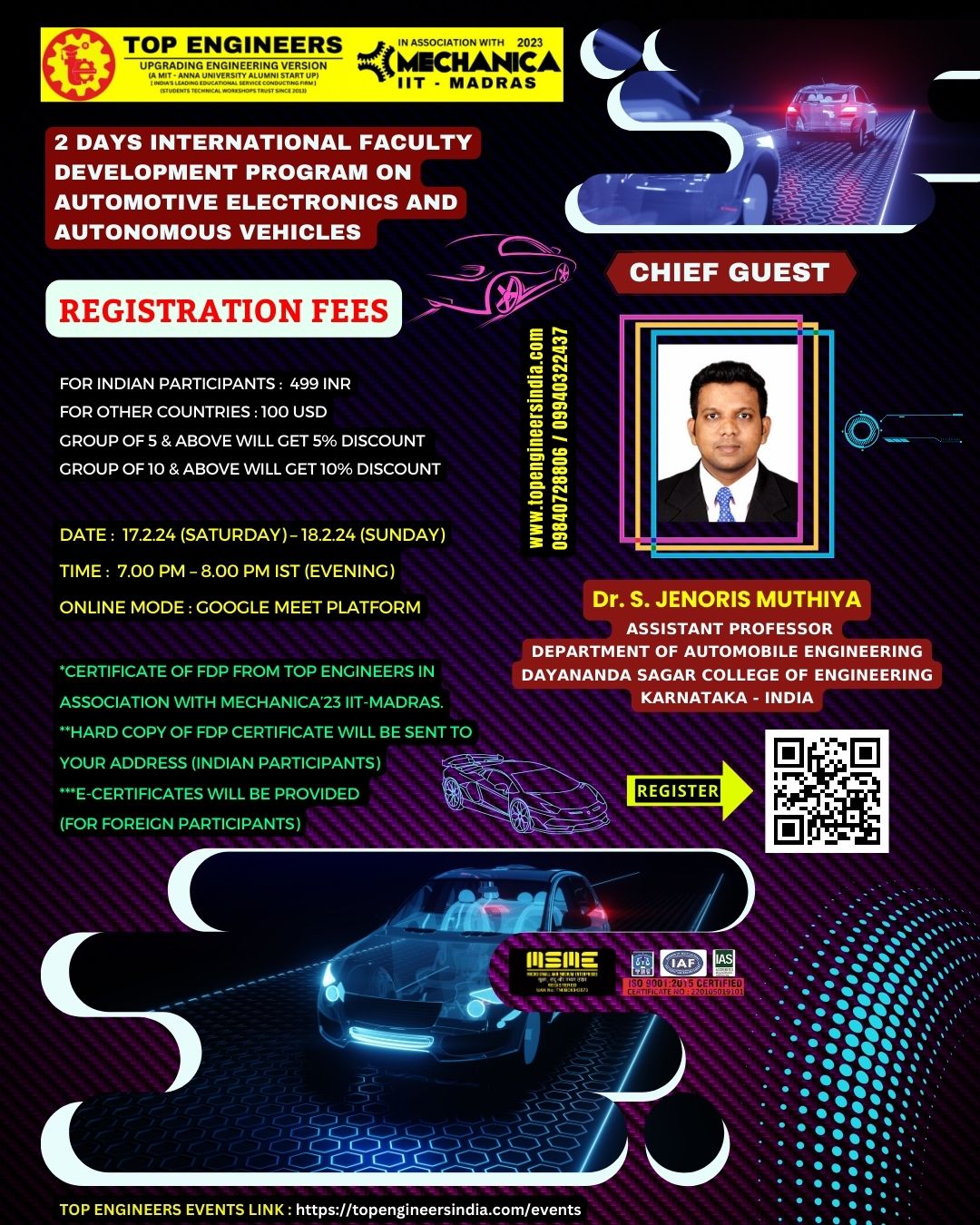 2 Days International Faculty Development Program on Automotive Electronics and Autonomous Vehicles 2024