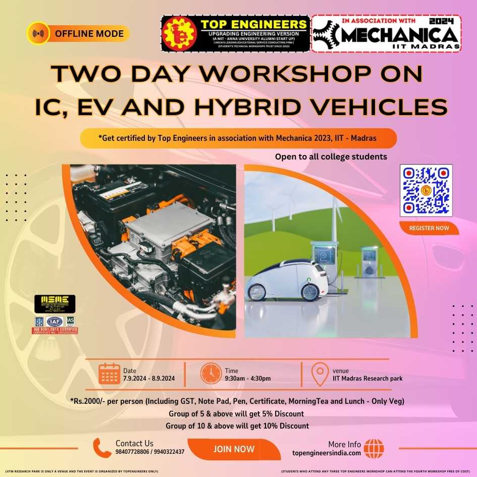 Two Day Workshop on IC, Ev and Hybrid Vehicles 2024