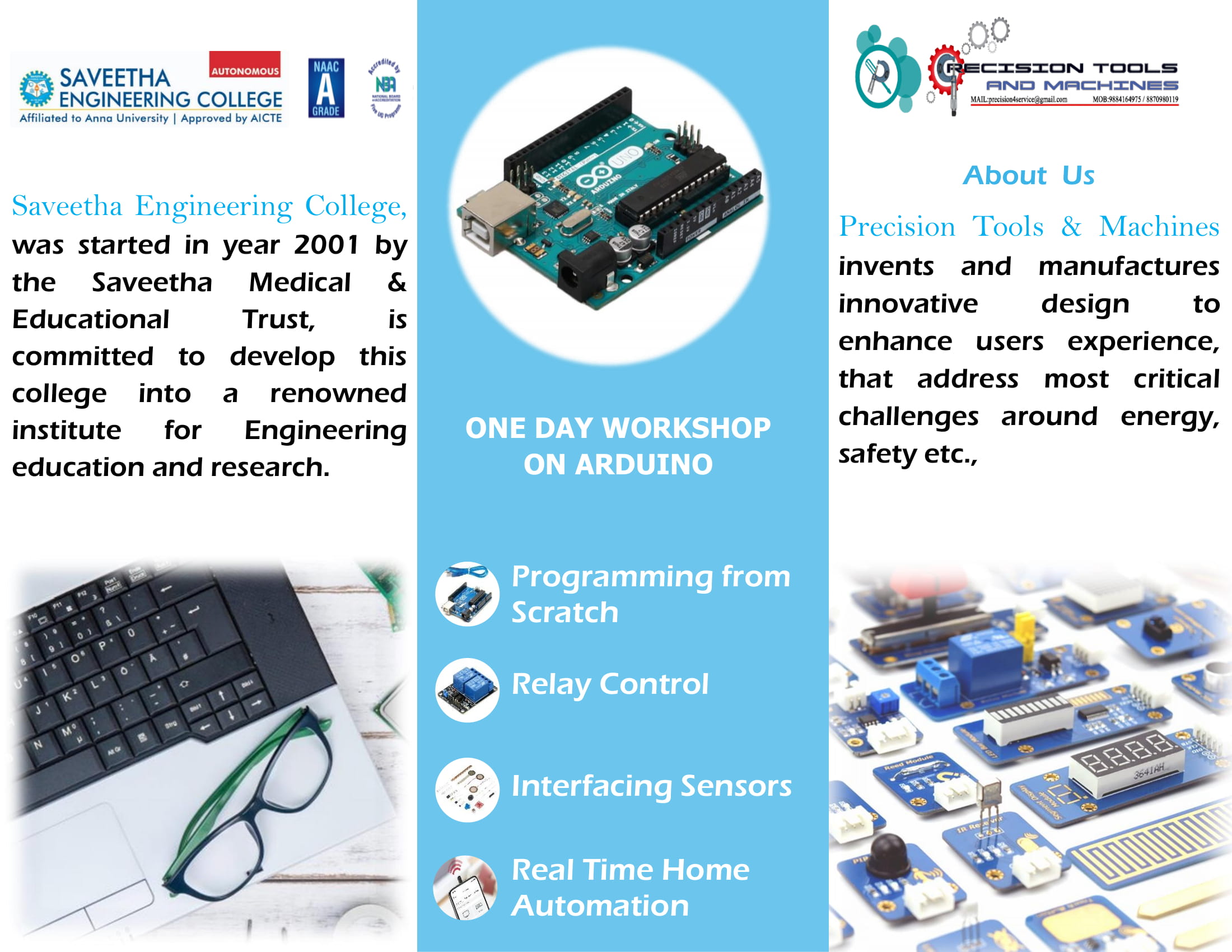 Free ARDUINO Workshop 2019, Saveetha Engineering College, Workshop, Chennai
