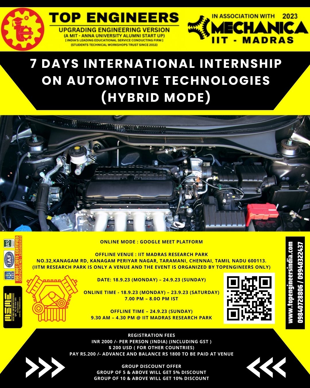 7 Days International Internship on Automotive Technologies (hybrid Mode) 2023