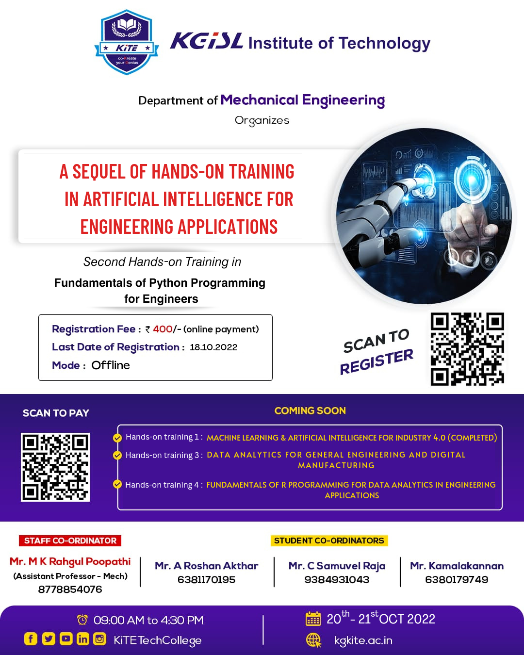 Two Days Hands-on Training in Fundamentals of Python Programming for Engineers 2022