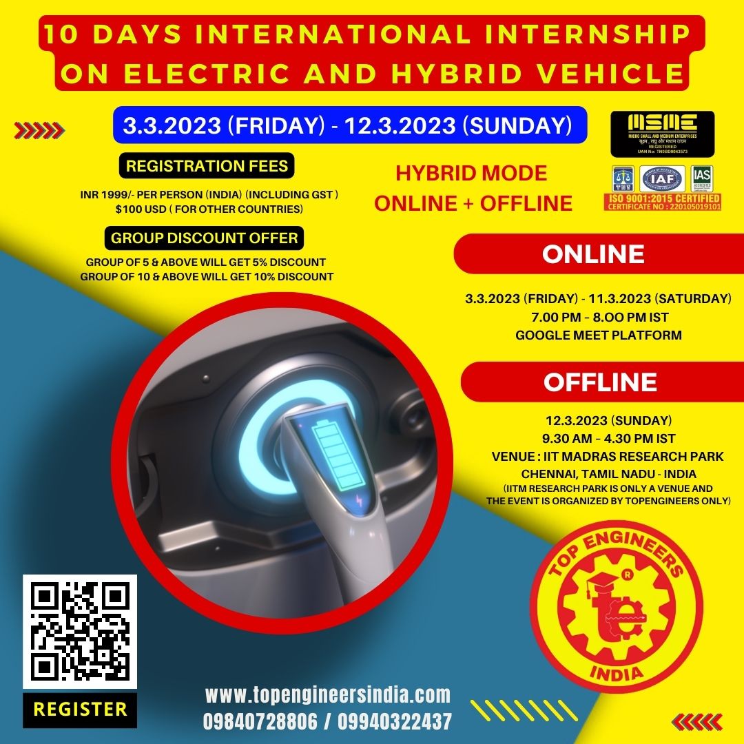 10 Days International Hybrid Mode Internship on Electric and Hybrid 2023