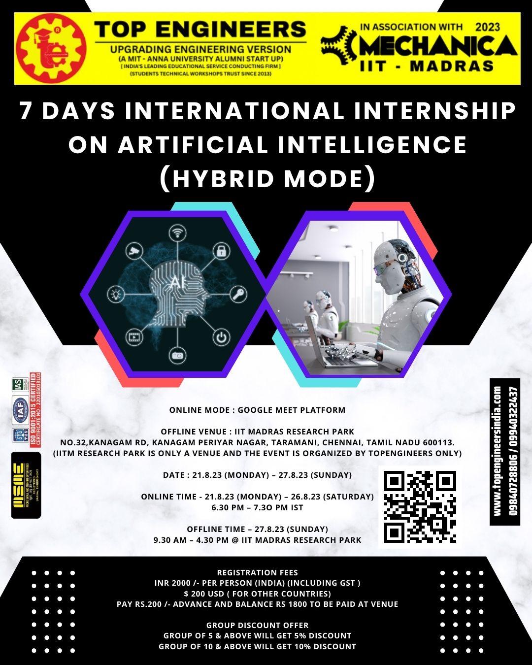 7 Days International Internship on Artificial Intelligence (hybrid Mode) 2023