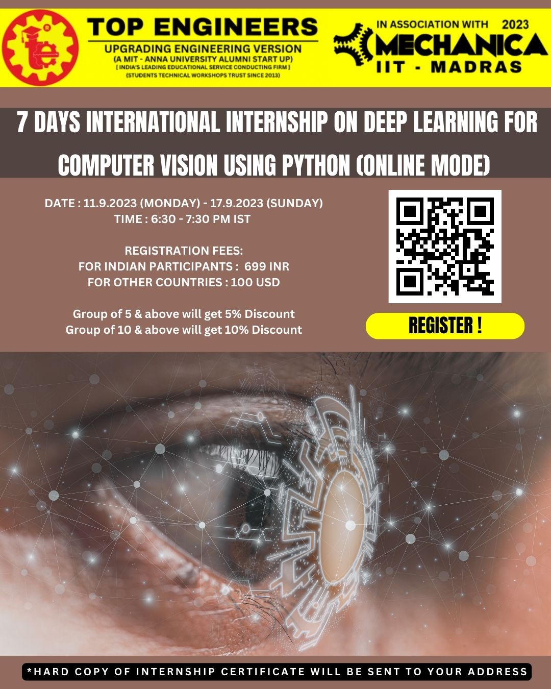 7 Days International Internship on Deep Learning for Computer Vision using Python (online Mode)