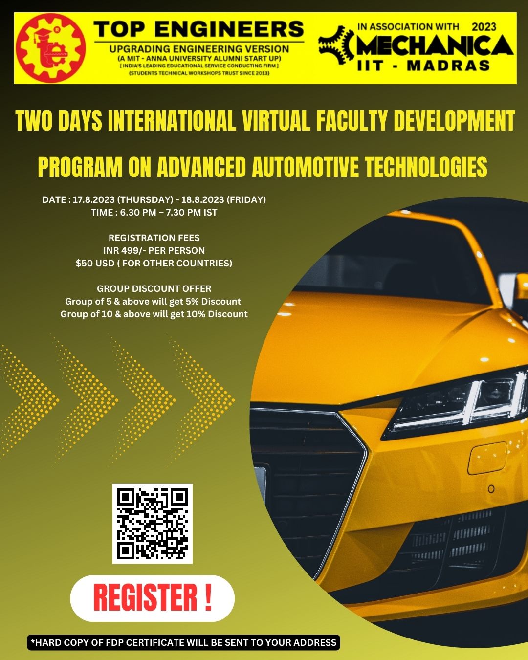 Two Days International Virtual Faculty Development Program on Advanced Automotive Technologies 2023