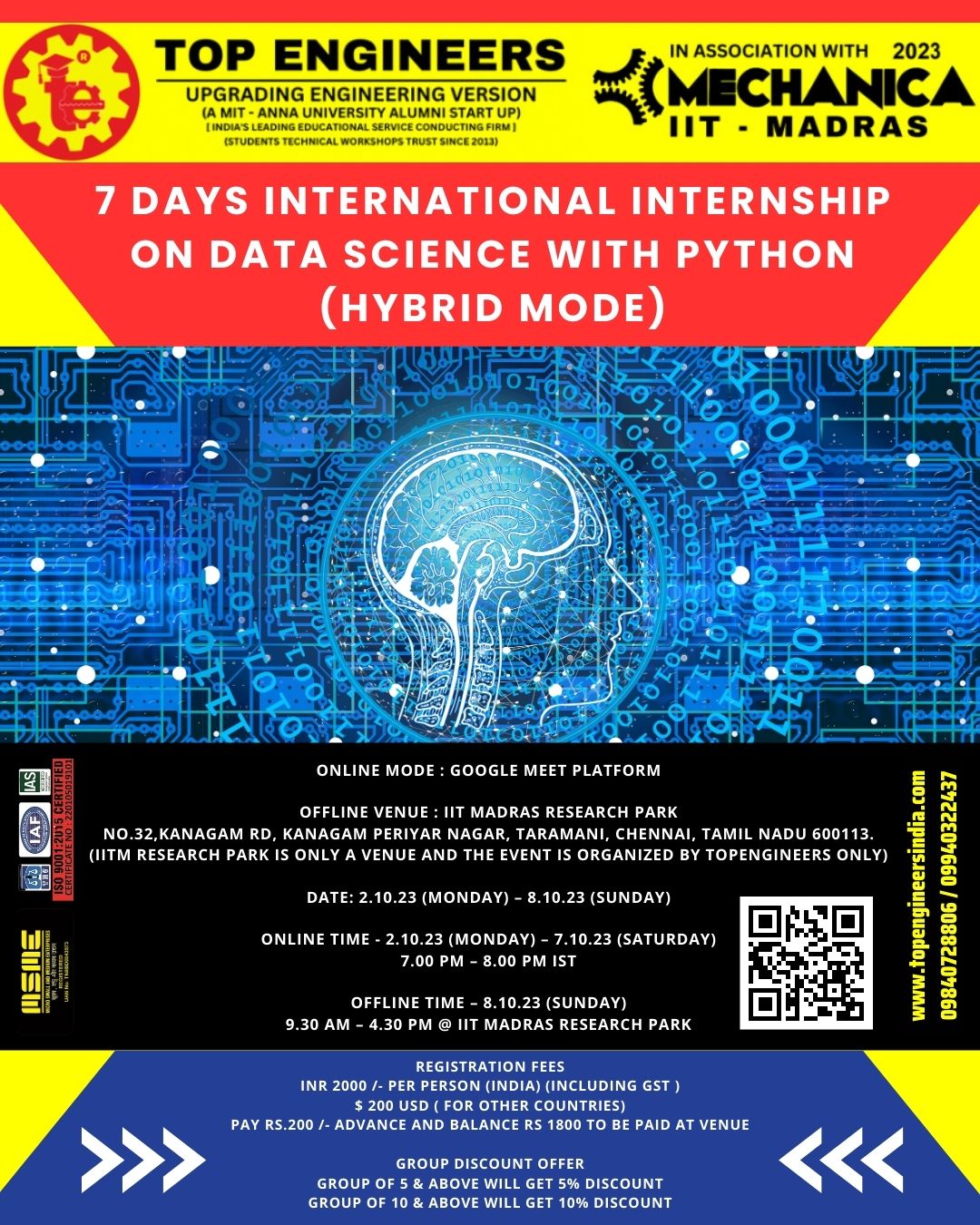 7 Days International Internship on Data Science with Python (hybrid Mode) 2023