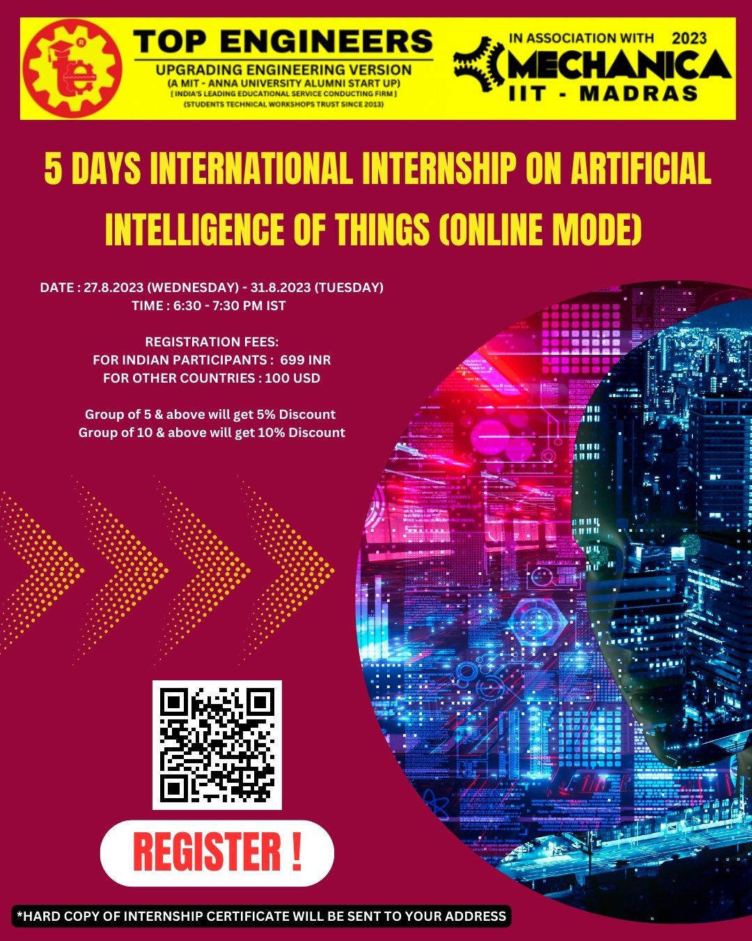 5 Days International Internship on Artificial Intelligence of Things 2023