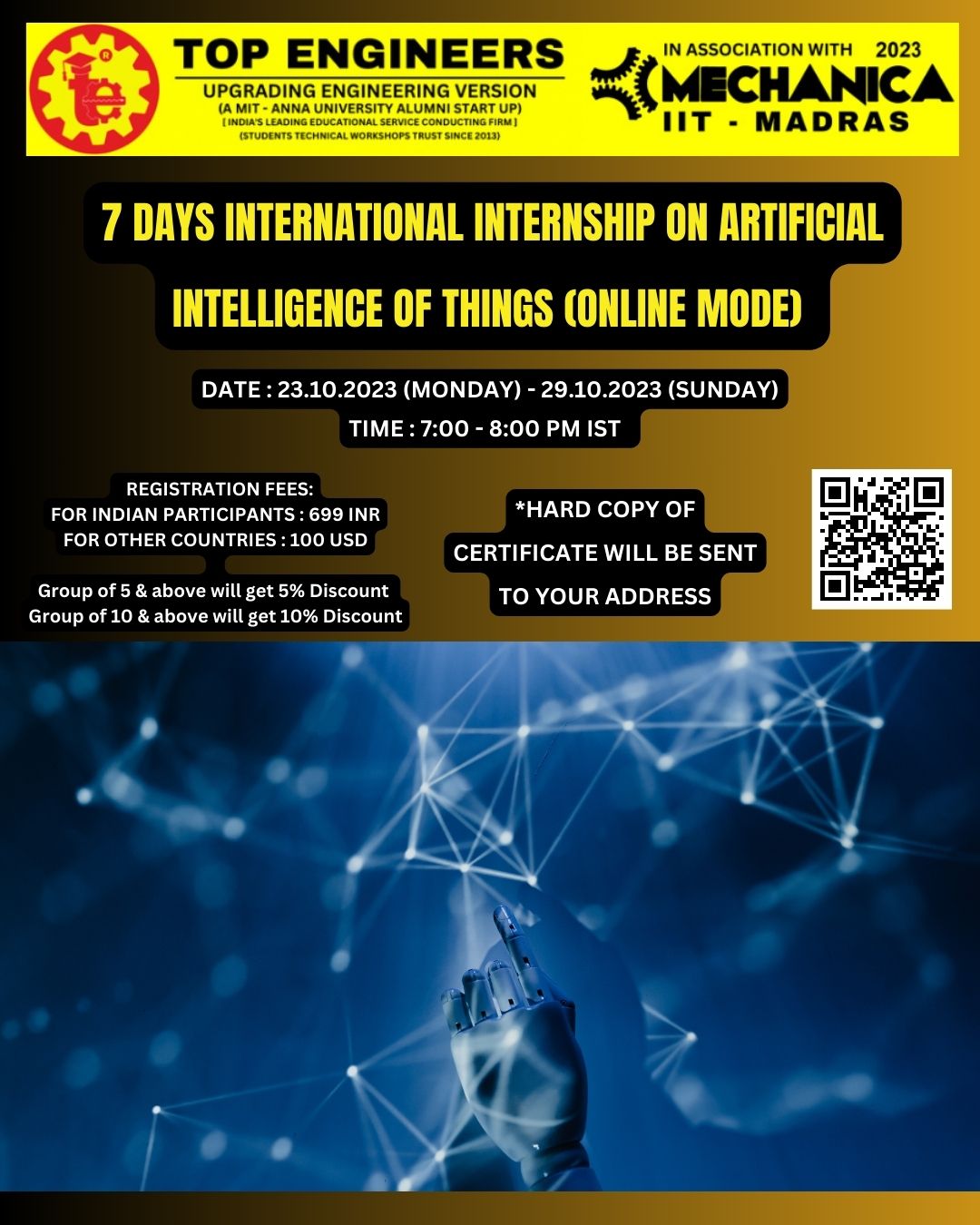 7 Days International Internship on Artificial Intelligence of Things (online Mode) 2023