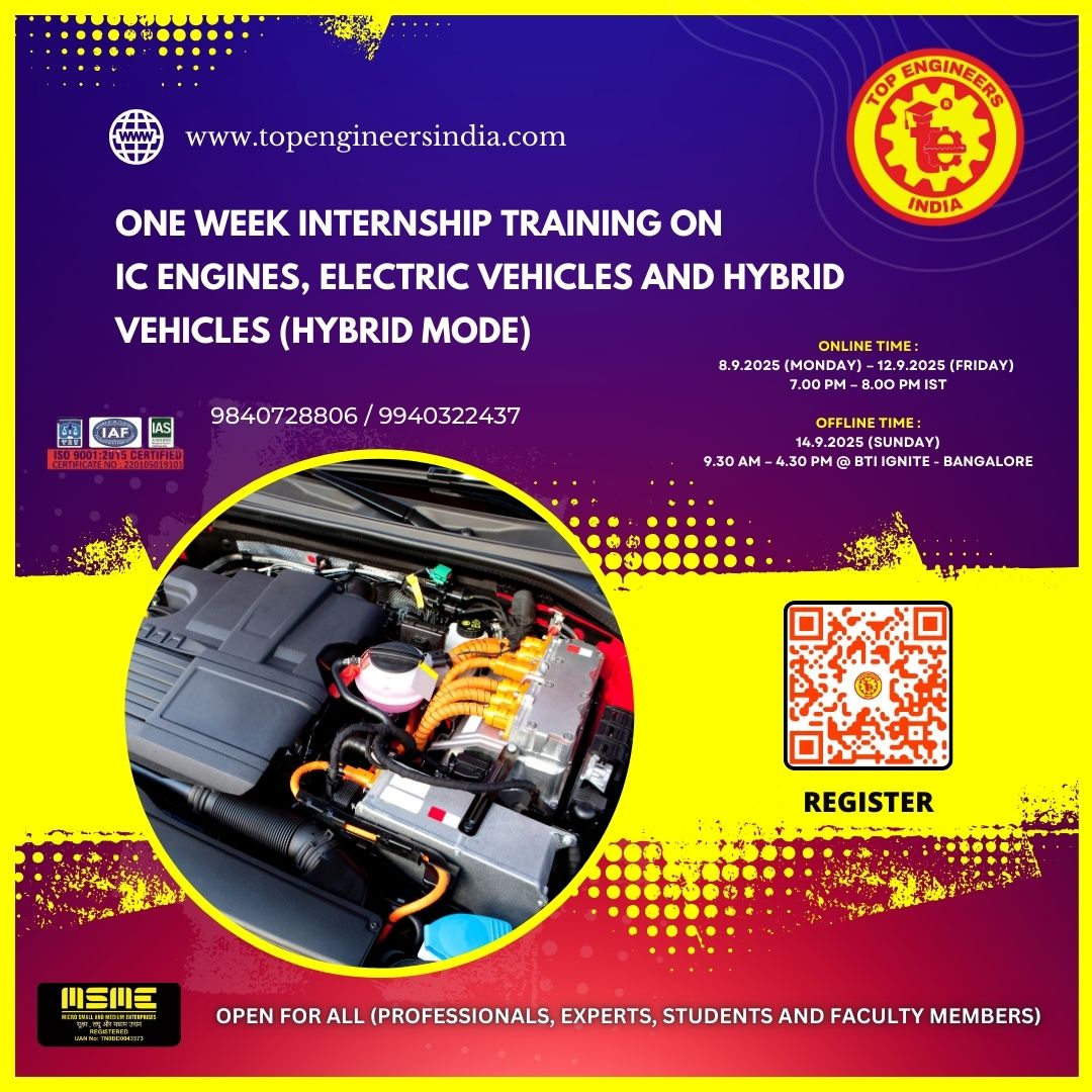 One Week Internship Training on Ic Engines, Electric Vehicles and Hybrid Vehicles (hybrid Mode) 2025