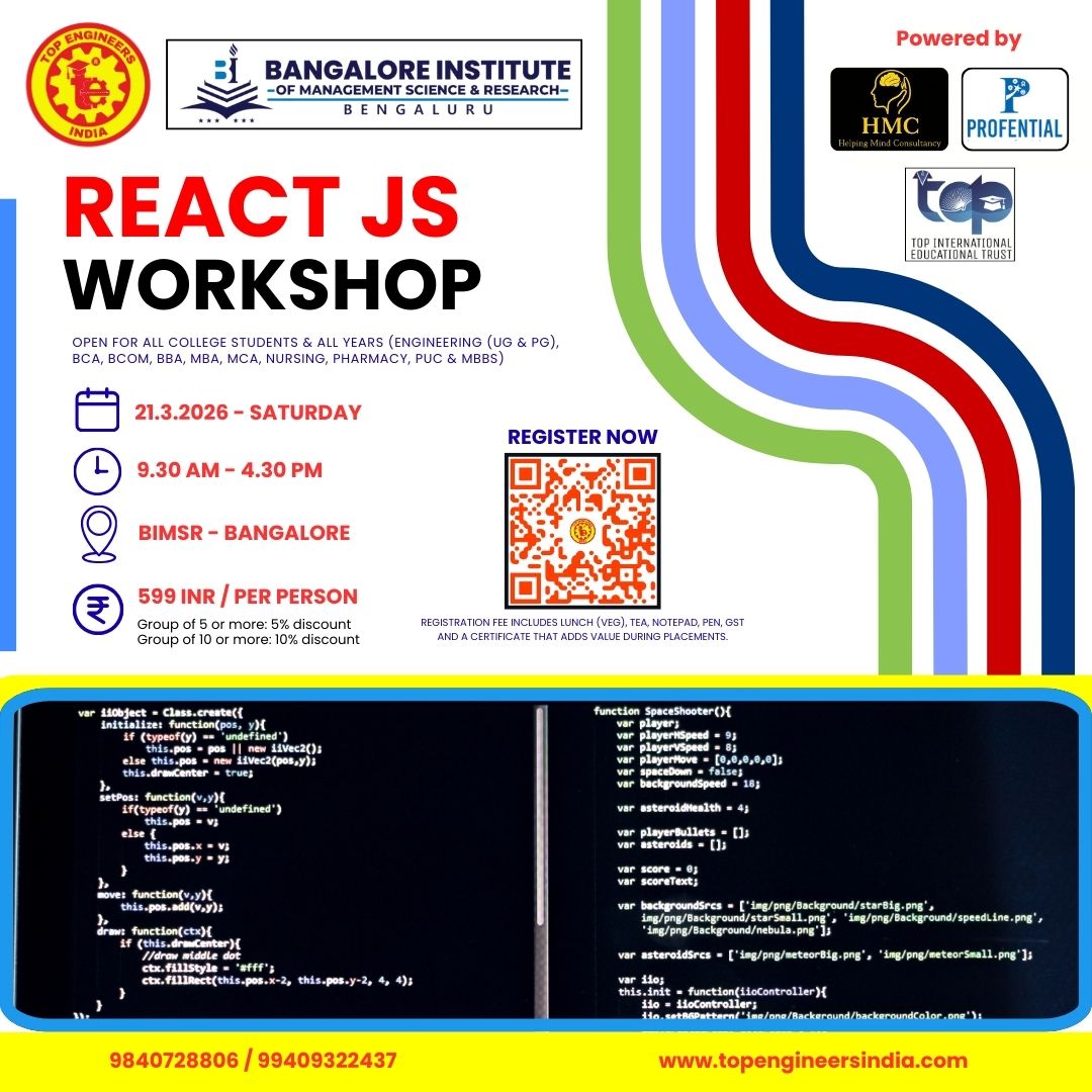 React Js Workshop 2026 Workshop Poster 