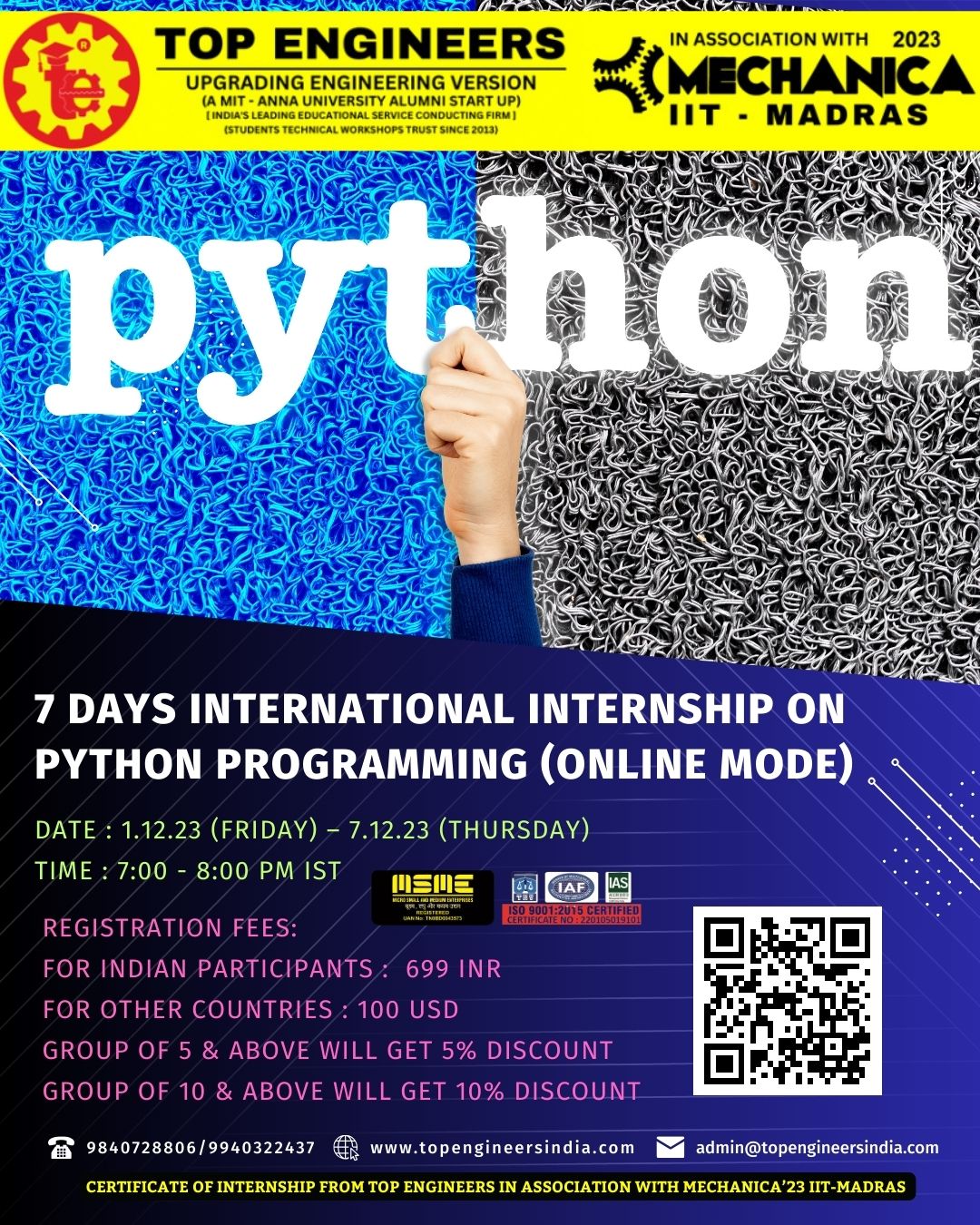 7 Days International Internship on Python Programming (online Mode) 2023