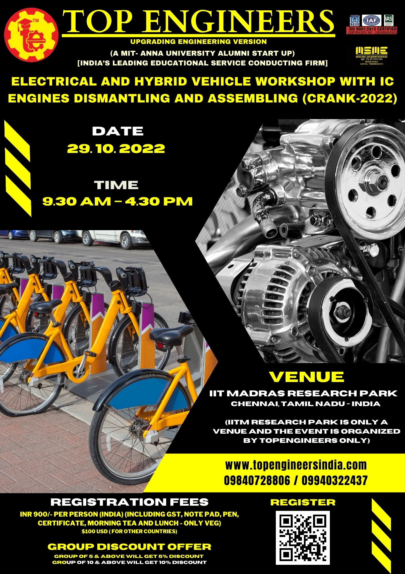 Electrical and Hybrid Vehicle Workshop with Ic Engines Dismantling and Assembling (Crank-2022)