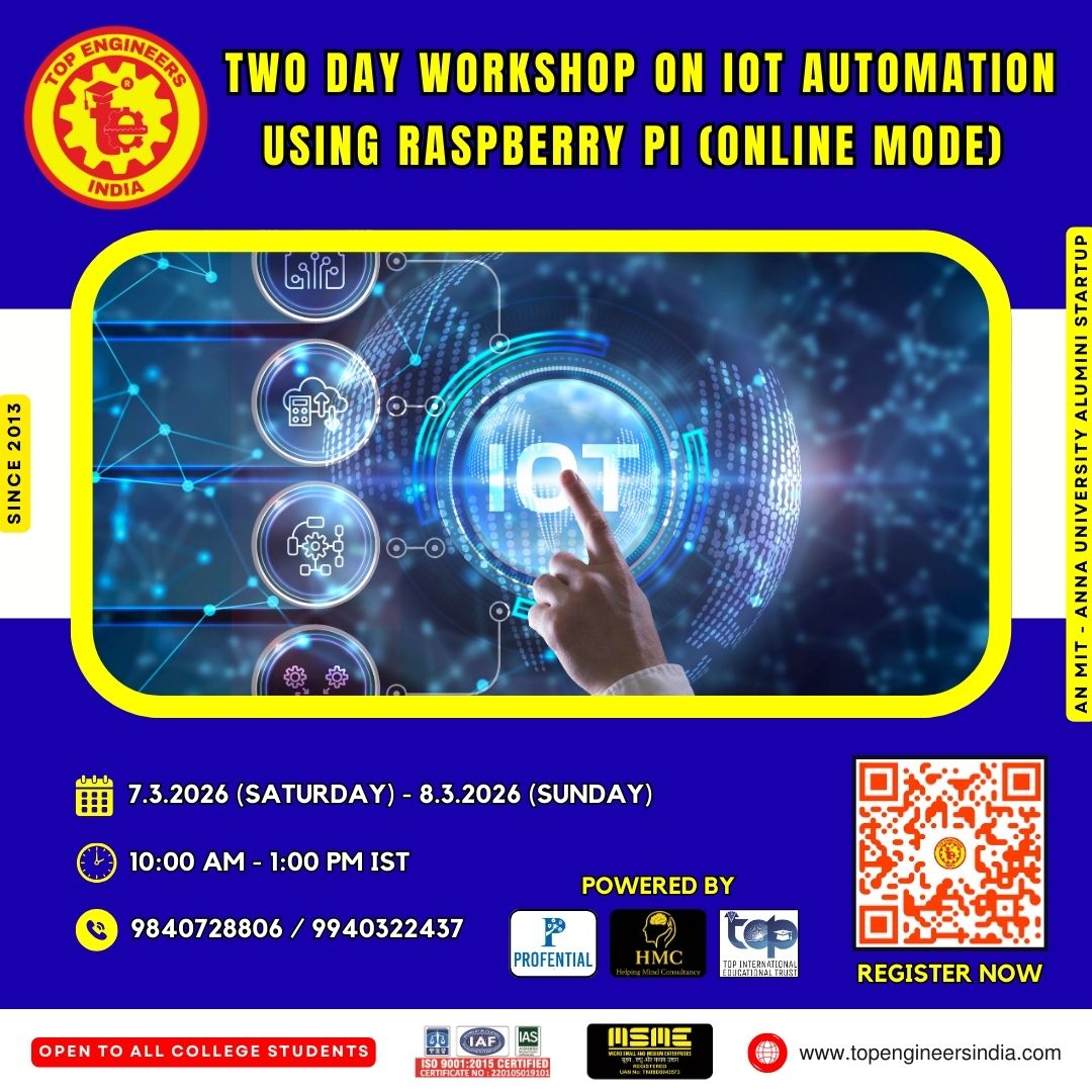 Two Day Workshop on IoT Automation using Raspberry Pi (Online Mode) 2026 Workshop Poster 